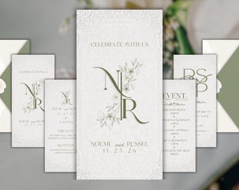 Animierte Hochzeitseinladung Video | Salbei Grün eInvite Template