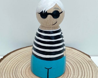 Andy Warhol peg Doll, Inspirational people, Little People Big Dreams, famous artists, educational resources, gift for art lover,