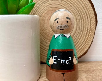 Albert Einstein Peg Doll, Inspirational people, Little People Big Dreams, Historical figures, educational resource, gift for scientist, STEM