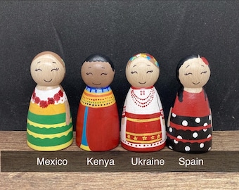 Multicultural Peg Dolls, International Traditional Costumes