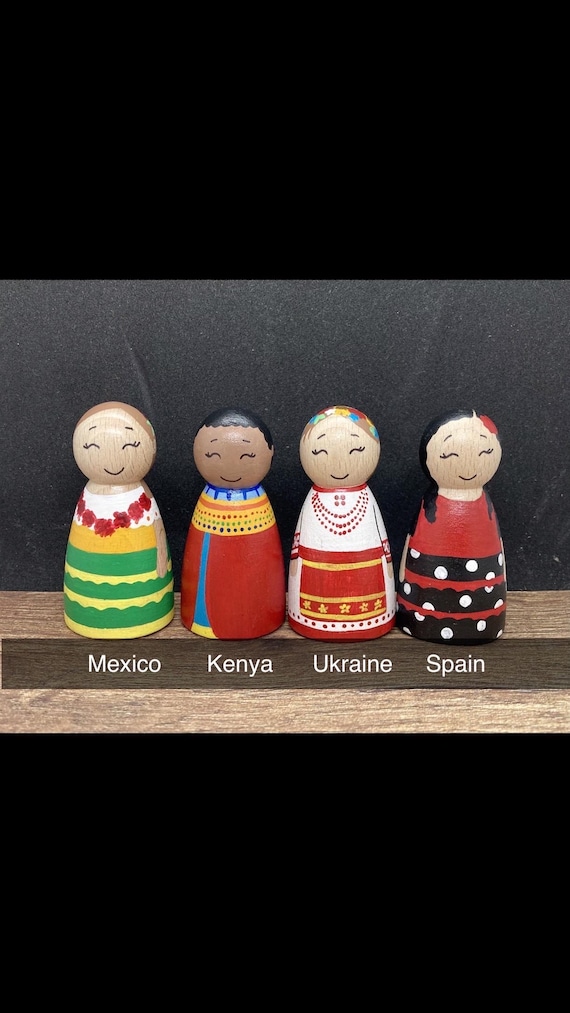 Multicultural Peg Dolls, International Traditional Costumes