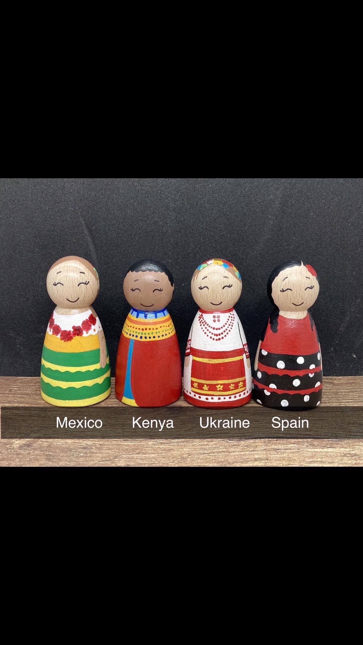 Multicultural Peg Dolls, International Traditional Costumes