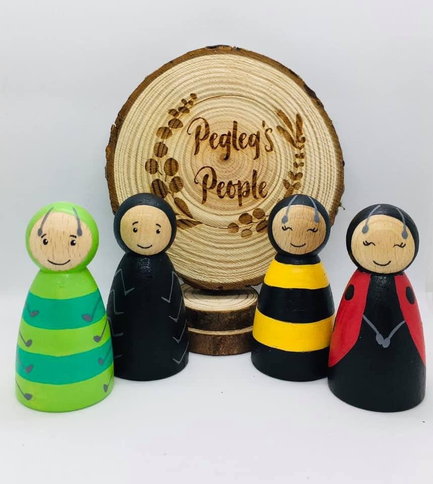 Mu eca minibeast peg bichos de madera juguete educativo