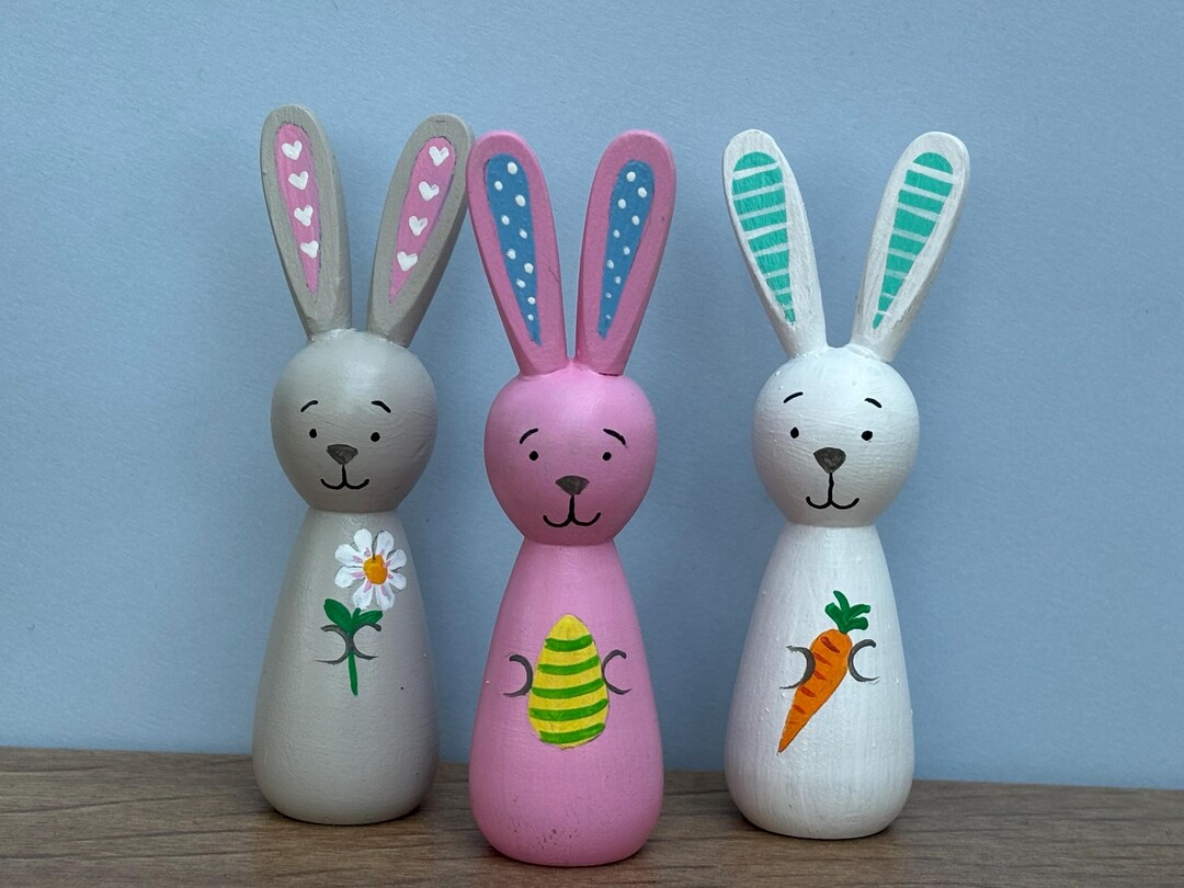 Easter Bunny Peg Dolls, Easter Egg Hunt, Peg Rabbit, Wooden Toys - Etsy