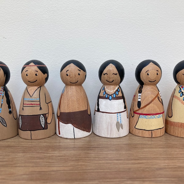 Native American peg dolls, cultural peg dolls, wooden resources, early years resources, thanksgiving gift, culture resources, Navajos