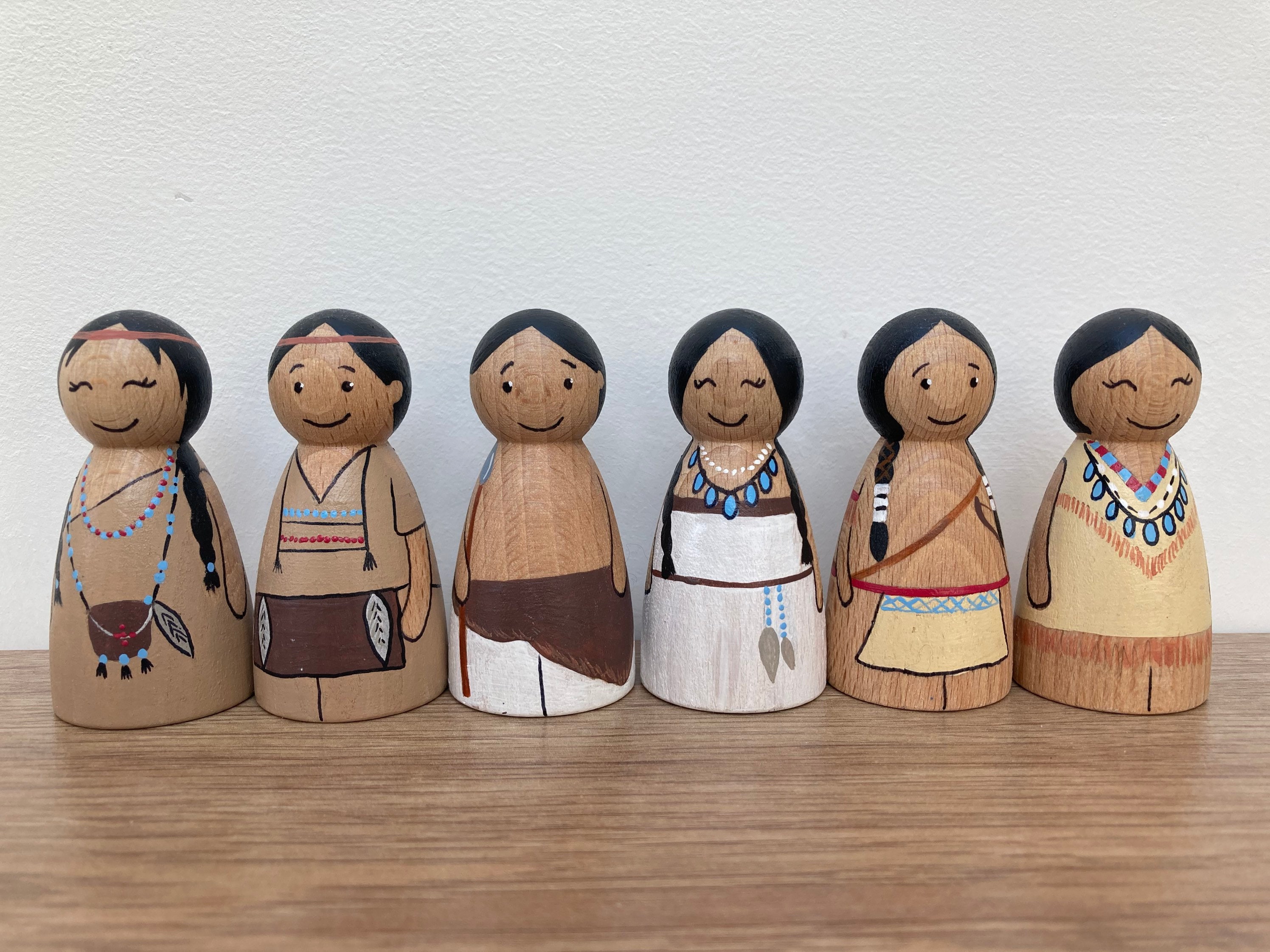 DIY Wooden Peg Dolls Beech Wood Crafts Handmade Blank Toy Nursery