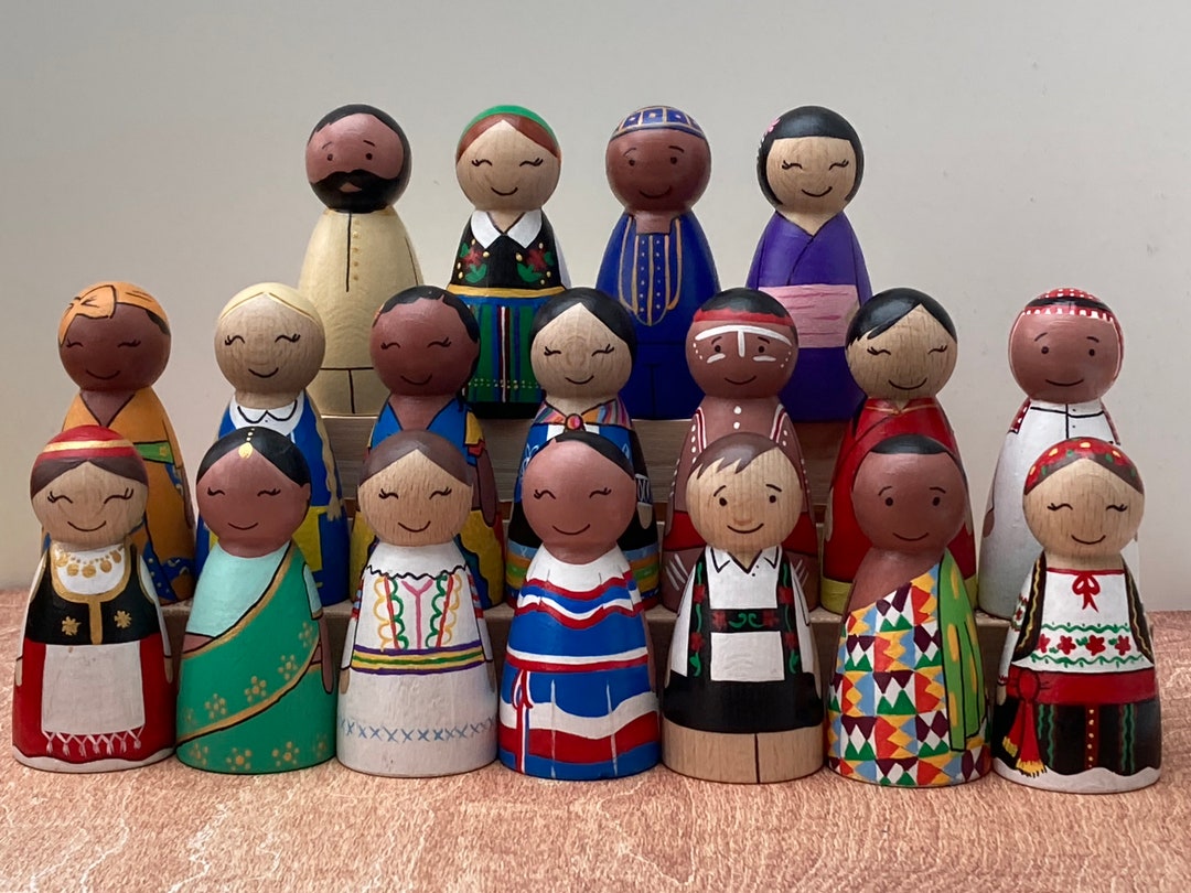 Multicultural Peg Dolls, International Traditional Costumes
