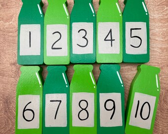 Ten green bottles, maths activity, counting song, numeracy learning, counting resource, early years, gift for childminder, nursery rhymes