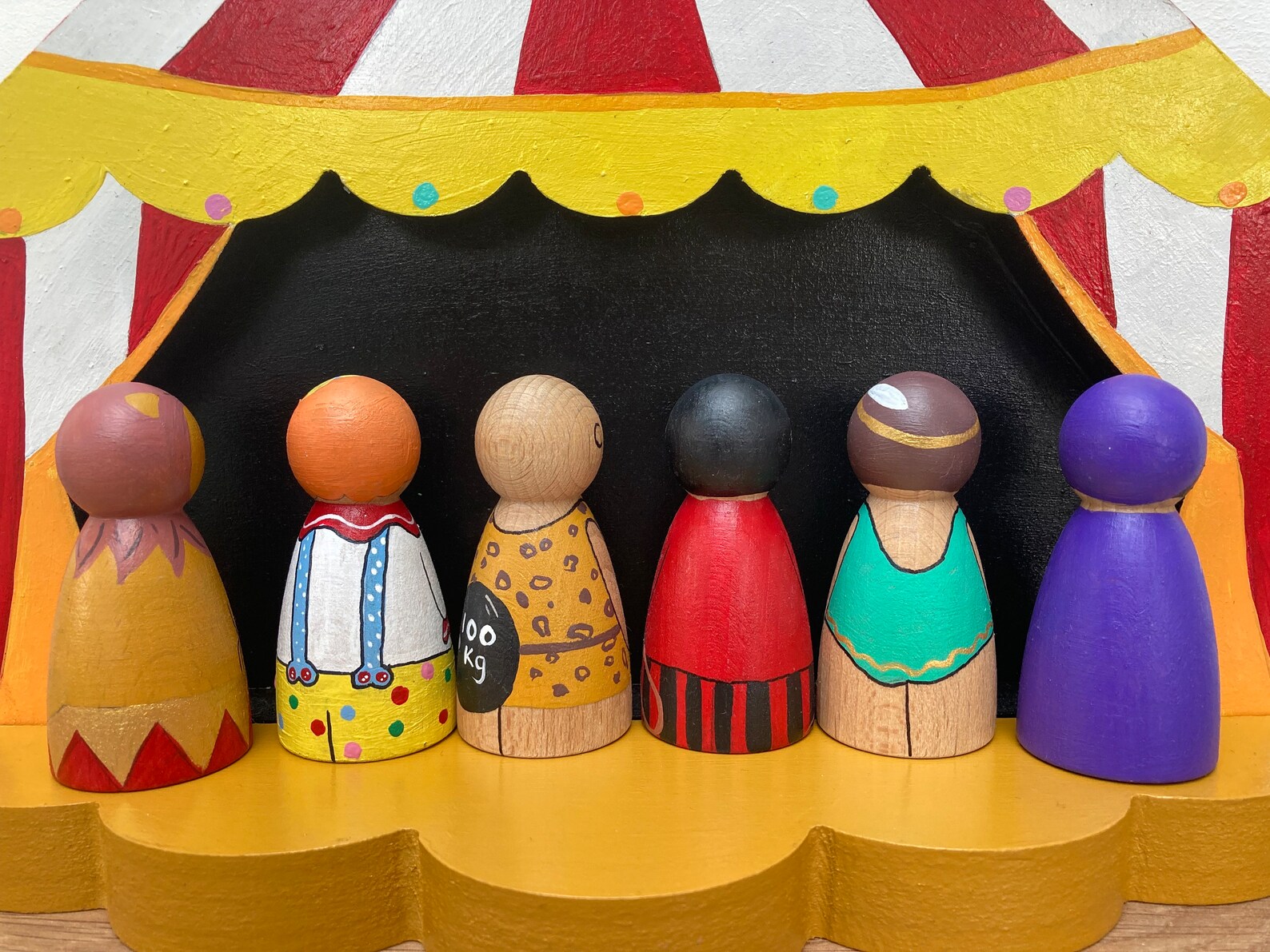 Circus Peg Dolls, Big Top, Clown Peg Doll, Circus Cake Toppers ...