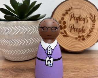 Katherine Johnson peg doll, stem toys, bipoc resources, African american, women in science, diverse toys, inspirational women, feminist gift