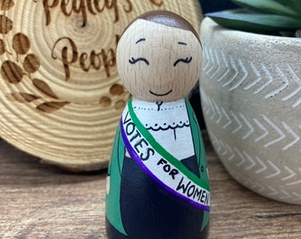 Emmeline Pankhurst peg doll, Suffragette, feminist gift, Little people big dreams, educational toys, inspirational women,