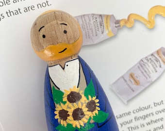 Vincent Van Gogh peg Doll, Inspirational people, Little People Big Dreams, famous artists, educational resources, gift for art lover,