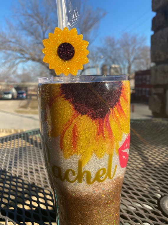 Personalized Sunflower Tumbler With Sunflower Straw Topper 