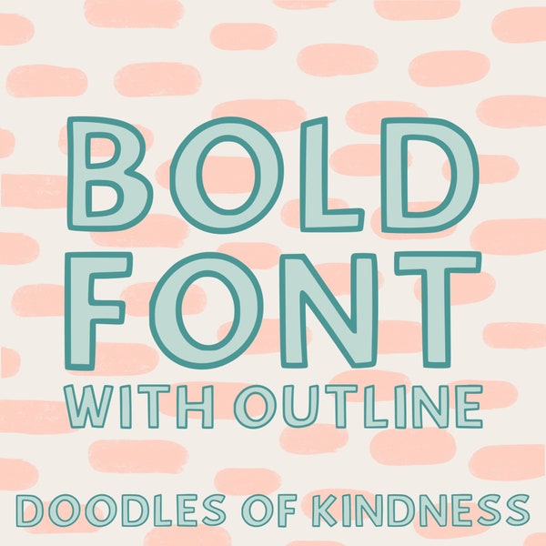 Bold font with outline for Procreate | outline font | teacher font | digital