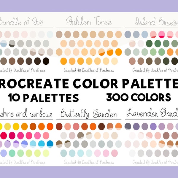 Procreate color palette bundle | 10 color palettes | 300 colors | color swatches | digital download