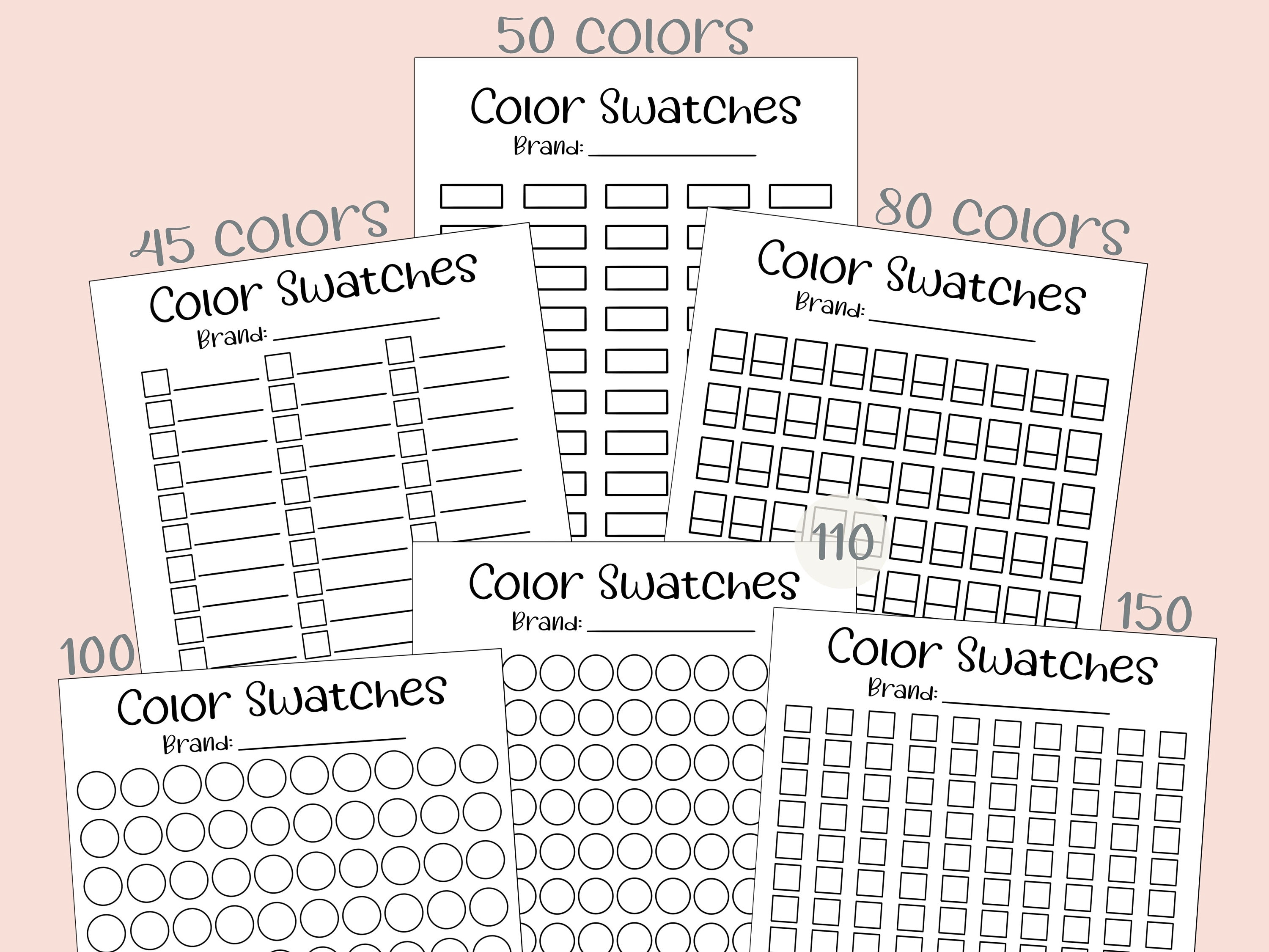 Color Swatch Chart Color Swatch Template DIY Color Swatch Etsy