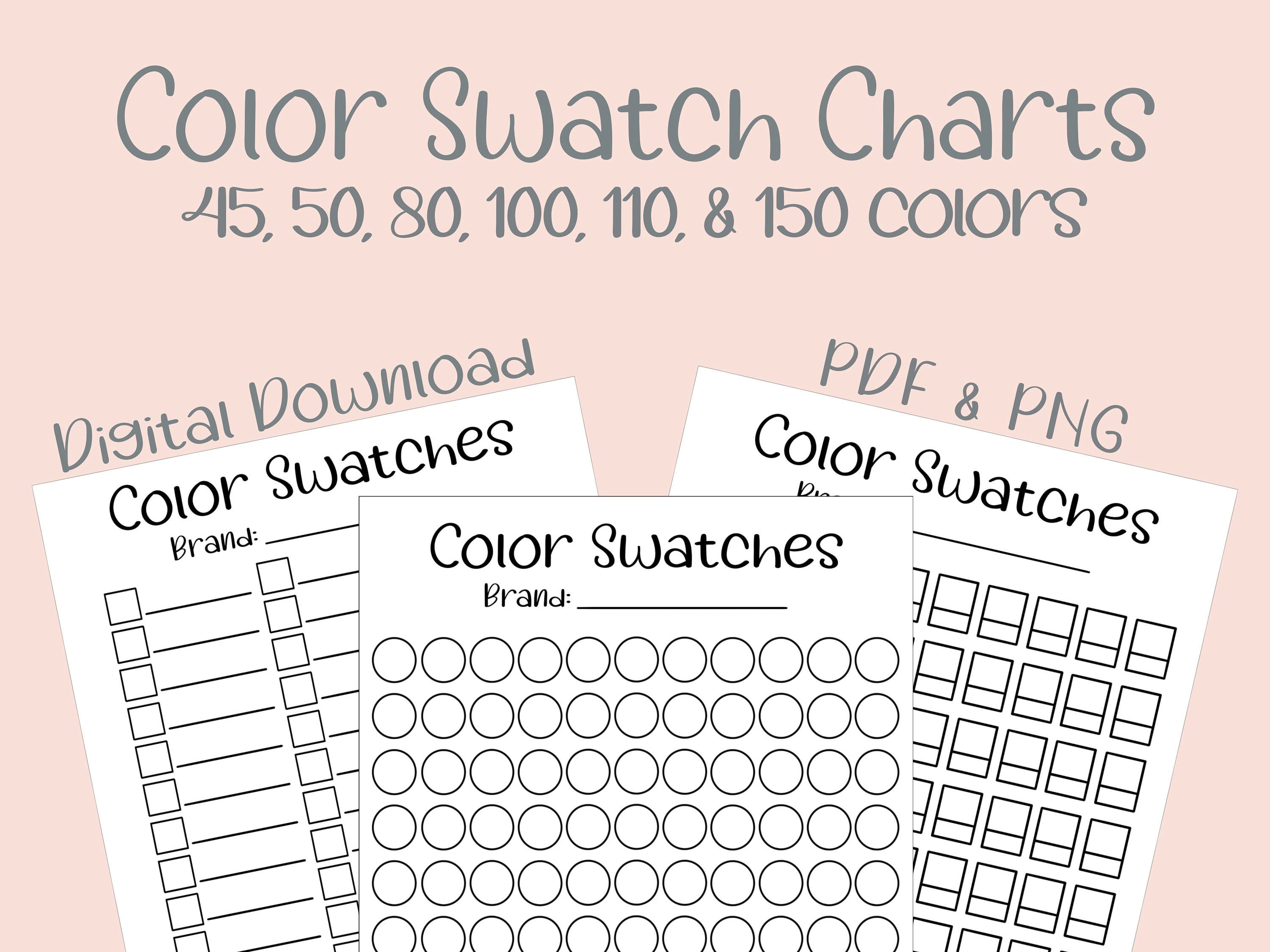Digital PDF Caliart 121 Colors Artist Alcohol Markers Swatch Template DIY  Single Page Color Swatch Printable Template Instant Download 