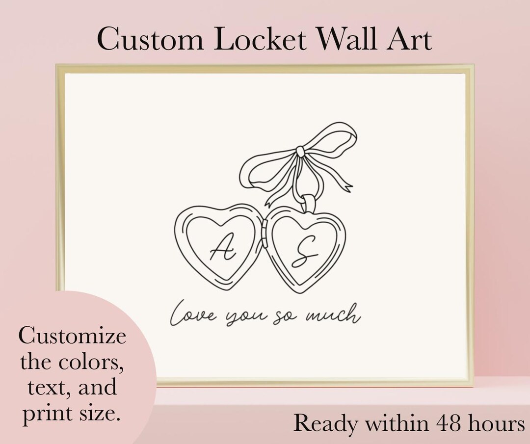 Custom Locket Wall Art for Couples - Valentine's Day Gift - Locket Line ...