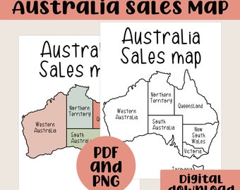 Australia Sales Map | Australia Territories Map Tracker | Sales Tracker | Etsy Sales Map | Printable Sales Map | Digital Sales Tracker