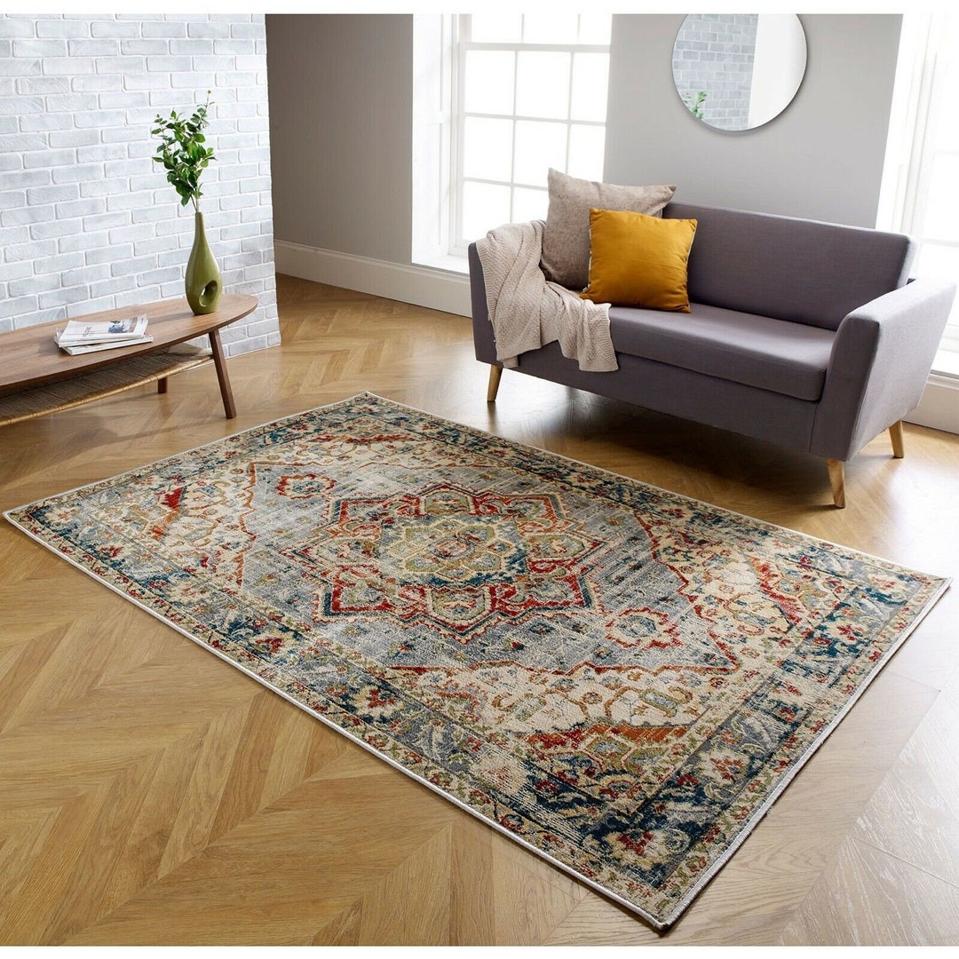 Traditional Vintage Style Area Rug Distressed Faded Design Mats Hall