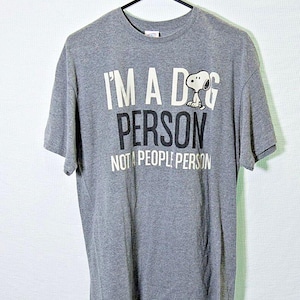 Camiseta de Snoopy Dog Person para hombre, talla grande, color gris, mezcla de algodón Delta Pro Weight, años 2000