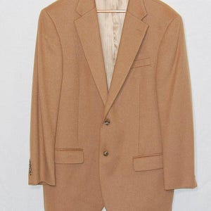 Vintage Club Room Blazer Men’s 44R Camel Hair Jacket Beige Wool Sport Coat Classic Preppy Style