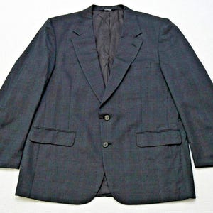 Vintage 1980s Burberry Wool Suit – 2-Piece Plaid – Dark Gray – Made in USA – Men&#39;s Classic Designer Suit