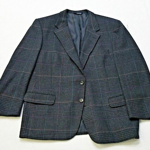 Vintage 1980s Burberry Wool Blazer – Multicolor Plaid – Men&#39;s Classic Notch Lapel – Made in USA – Preppy Jacket
