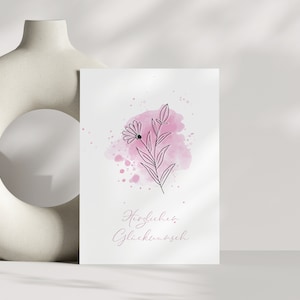Gefeliciteerd ansichtkaart | Gefeliciteerd kaart | Verjaardagskaart | Wenskaart | kaart | bloemen | Bruiloft
