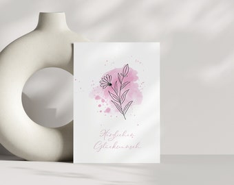 Herzlichen Glückwunsch Postkarte | Glückwunschkarte | Geburtstagskarte | Grußkarte | Karte | Blümchen | Hochzeit