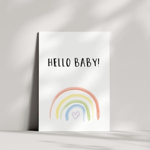 Hello Baby Postkarte | Grußkarte | Glückwunschkarte | Babykarte | Regenbogen | Geburt