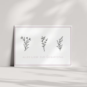 Alles Liebe zum Geburtstag Postkarte | Glückwunschkarte | Geburtstagskarte | Grußkarte | Karte | Blümchen