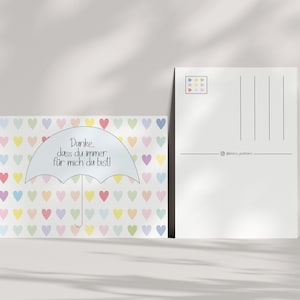 Danke, dass du da immer für mich da bist | Freundschaft | Postkarte | Liebe | Dankeschön | Regenschirm | Karte