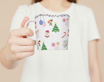 Mug Wrap PNG - Weihnachtscliparts für Sublimation, digitaler Download - Urlaub Kaffeebecher Design