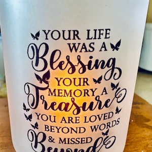 Memorial Candle jar - Frosted Glass Jar for Remembrance, Small Tribute Candle, Memorial Gift, Sympathy for Loved Ones