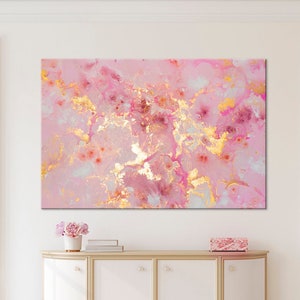 Abstract wall art Pink gold canvas print Luxury wall art Multi panel canvas Living Room decor Contemporary Art Modern Extra large wall art