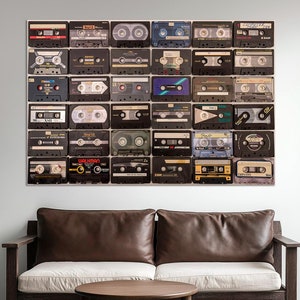 Music canvas wall art Audio Cassette print Tape Music decor Vintage Music wall art Modern Music painting Music gifts Large Housewarming Gift
