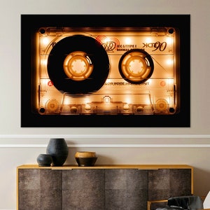Music canvas wall art Audio Cassette print Tape Music decor Vintage Music Music gifts modern Music painting Large wall art Housewarming gift