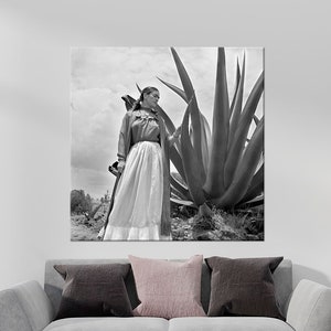Mexican Art Friida Agave canvas print Black White decor Mexican wall art Poster large canvas art Friida Portrait Modern art