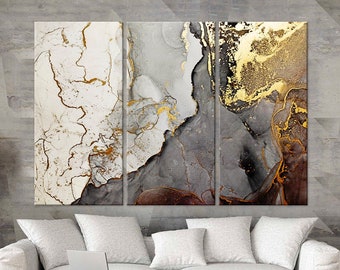 Grey Gold canvas art Abstract print Marble wall decor Contemporary Modern art Abstract painting Living room decor Marble Extra large art