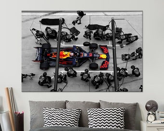 Formule 1 Canvas Wall Art Man cave decor Car racing print Formula 1 poster Gift for him Racing wall art