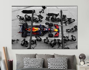 Formula 1 Canvas Wall Art Man cave decor Car racing print Formula 1 poster Gift for him Racing wall art Large decor Housewarming gift