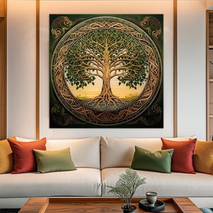 Tree of Life canvas wall art Yggdrasil print Tree Painting Celtic Wall Art Tree of Life Decor Earthy wall art Norse Mythology large wall art