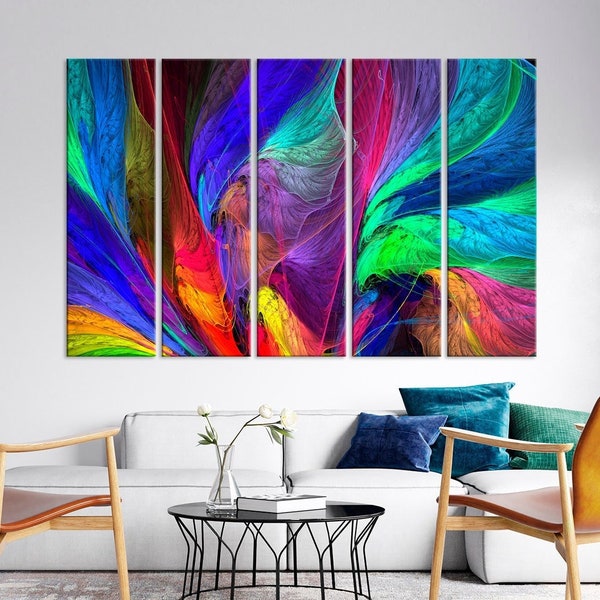 Abstract canvas print Colorful bright wall art Abstract print vibrant wall art Abstract painting Multicolored decor Extra large wall art