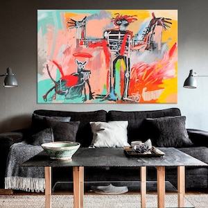 Graffiti canvas art Boy and Dog Street art print Modern art Man cave decor African print Abstract contemporary art large Housewarming gift