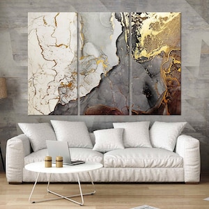 Abstract Grey Gold canvas wall art Marble texture print Contemporary Large Modern art Abstract painting Living room decor Housewarming gift