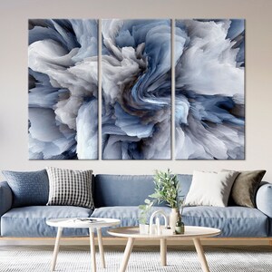 Large Abstract Canvas Art: Cloud Smoke Print, Modern Wall Decor