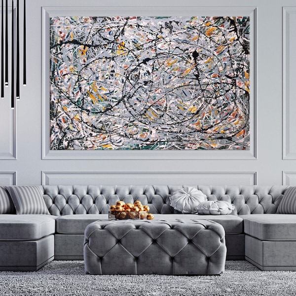 Jackson Pollock Watery Paths canvas wall art Abstract art print Modern Abstract Painting Office wall decor Reproduction canvas print