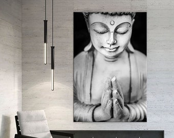 Buddha Canvas Art Black white print Yoga art Buddha decor Buddha Painting Buddhism print Spiritual wall art Yoga Studio Decor Buddha print