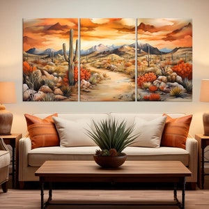 Desert canvas wall art Arizona print Southwest decor Desert cacti Nature Art desert painting Cabin Wall Art Desert Landscape large wall art